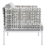 Harmony Sunbrella® Basket Weave Outdoor Patio Aluminum Armchair Taupe Gray EEI-4541-TAU-GRY