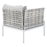 Harmony Sunbrella® Basket Weave Outdoor Patio Aluminum Armchair Taupe Gray EEI-4541-TAU-GRY
