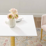 Verne 28" Square Dining Table Gold White EEI-4546-GLD-WHI