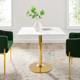 Verne 35" Square Dining Table Gold White EEI-4547-GLD-WHI