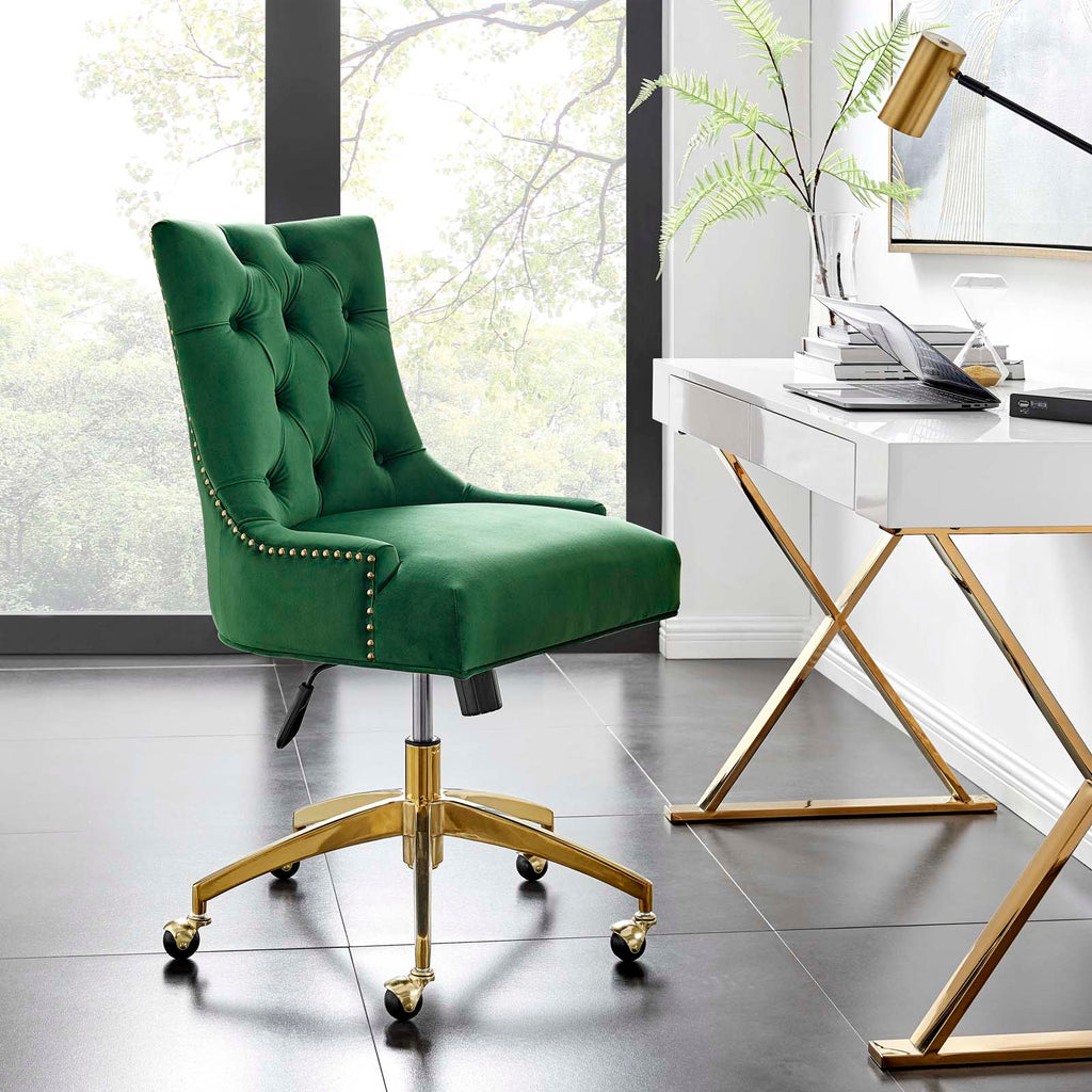 Regent Tufted Performance Velvet Office Chair Gold Emerald EEI-4571-GLD-EME