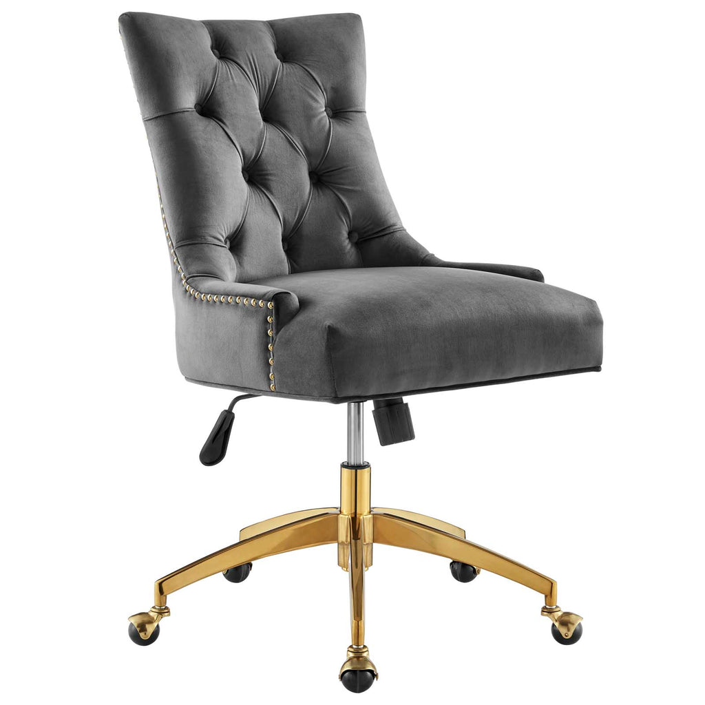 Regent Tufted Performance Velvet Office Chair Gold Gray EEI-4571-GLD-GRY