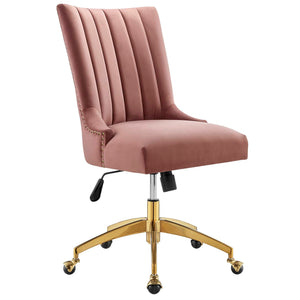 Empower Channel Tufted Performance Velvet Office Chair Gold Dusty Rose EEI-4575-GLD-DUS