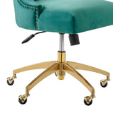 Empower Channel Tufted Performance Velvet Office Chair Gold Teal EEI-4575-GLD-TEA