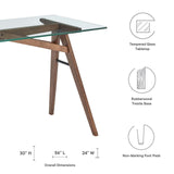 Modway Furniture Steadfast Glass Top Office Desk XRXT Walnut EEI-4580-WAL