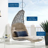 Landscape Hanging Chaise Lounge Outdoor Patio Swing Chair Light Gray Beige EEI-4589-LGR-BEI