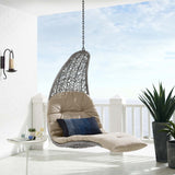 Landscape Hanging Chaise Lounge Outdoor Patio Swing Chair Light Gray Beige EEI-4589-LGR-BEI