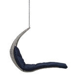 Landscape Hanging Chaise Lounge Outdoor Patio Swing Chair Light Gray Navy EEI-4589-LGR-NAV