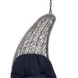 Landscape Hanging Chaise Lounge Outdoor Patio Swing Chair Light Gray Navy EEI-4589-LGR-NAV