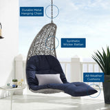 Landscape Hanging Chaise Lounge Outdoor Patio Swing Chair Light Gray Navy EEI-4589-LGR-NAV