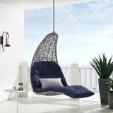 Landscape Hanging Chaise Lounge Outdoor Patio Swing Chair Light Gray Navy EEI-4589-LGR-NAV