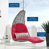 Landscape Hanging Chaise Lounge Outdoor Patio Swing Chair Light Gray Red EEI-4589-LGR-RED