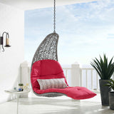 Landscape Hanging Chaise Lounge Outdoor Patio Swing Chair Light Gray Red EEI-4589-LGR-RED