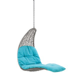 Landscape Hanging Chaise Lounge Outdoor Patio Swing Chair Light Gray Turquoise EEI-4589-LGR-TRQ