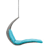 Landscape Hanging Chaise Lounge Outdoor Patio Swing Chair Light Gray Turquoise EEI-4589-LGR-TRQ