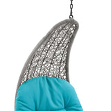 Landscape Hanging Chaise Lounge Outdoor Patio Swing Chair Light Gray Turquoise EEI-4589-LGR-TRQ