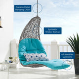 Landscape Hanging Chaise Lounge Outdoor Patio Swing Chair Light Gray Turquoise EEI-4589-LGR-TRQ