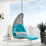 Landscape Hanging Chaise Lounge Outdoor Patio Swing Chair Light Gray Turquoise EEI-4589-LGR-TRQ