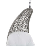 Landscape Hanging Chaise Lounge Outdoor Patio Swing Chair Light Gray White EEI-4589-LGR-WHI