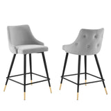 Adorn Performance Velvet Counter Stool Set of 2 Light Gray EEI-4594-LGR