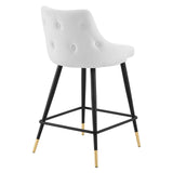 Adorn Performance Velvet Counter Stool Set of 2 White EEI-4594-WHI