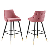 Adorn Performance Velvet Bar Stool Set of 2 Dusty Rose EEI-4595-DUS