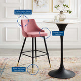 Adorn Performance Velvet Bar Stool Set of 2 Dusty Rose EEI-4595-DUS