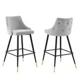 Adorn Performance Velvet Bar Stool Set of 2 Light Gray EEI-4595-LGR