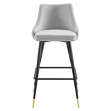 Adorn Performance Velvet Bar Stool Set of 2 Light Gray EEI-4595-LGR