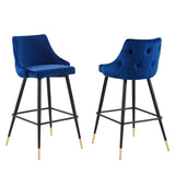 Adorn Performance Velvet Bar Stool Set of 2 Navy EEI-4595-NAV