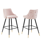 Adorn Performance Velvet Bar Stool Set of 2 Pink EEI-4595-PNK