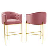 Savour Tufted Performance Velvet Bar Stool Set of 2 Dusty Rose EEI-4597-DUS