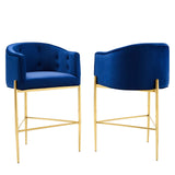 Savour Tufted Performance Velvet Bar Stool Set of 2 Navy EEI-4597-NAV