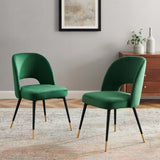 Rouse Performance Velvet Dining Side Chairs - Set of 2 Emerald EEI-4599-EME