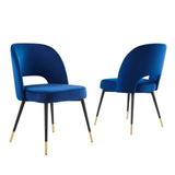 Rouse Performance Velvet Dining Side Chairs - Set of 2 Navy EEI-4599-NAV