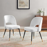 Rouse Performance Velvet Dining Side Chairs - Set of 2 White EEI-4599-WHI