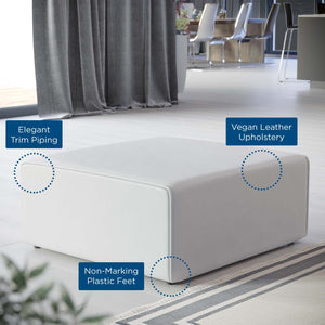 Mingle Vegan Leather Ottoman White EEI-4624-WHI