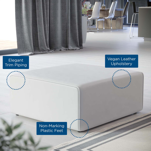 Mingle Vegan Leather Ottoman White EEI-4624-WHI