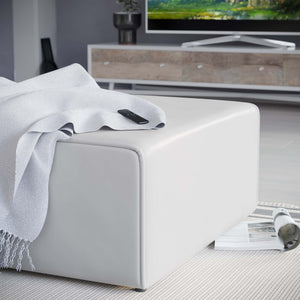 Mingle Vegan Leather Ottoman White EEI-4624-WHI