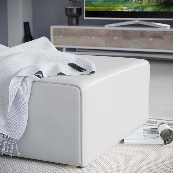 Mingle Vegan Leather Ottoman White EEI-4624-WHI