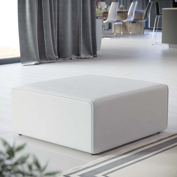 Mingle Vegan Leather Ottoman White EEI-4624-WHI