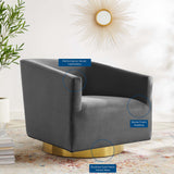 Twist Accent Lounge Performance Velvet Swivel Chair Gold Charcoal EEI-4626-GLD-CHA