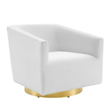 Twist Accent Lounge Performance Velvet Swivel Chair Gold White EEI-4626-GLD-WHI
