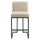 Indulge Channel Tufted Fabric Counter Stool Beige EEI-4653-BEI