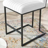 Indulge Channel Tufted Fabric Counter Stool White EEI-4653-WHI