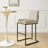 Indulge Channel Tufted Fabric Bar Stool Beige EEI-4654-BEI