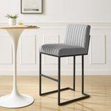 Indulge Channel Tufted Fabric Bar Stool Light Gray EEI-4654-LGR