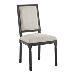 Court French Vintage Upholstered Fabric Dining Side Chair Black Beige EEI-4661-BLK-BEI