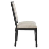 Court French Vintage Upholstered Fabric Dining Side Chair Black Beige EEI-4661-BLK-BEI