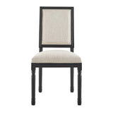 Court French Vintage Upholstered Fabric Dining Side Chair Black Beige EEI-4661-BLK-BEI